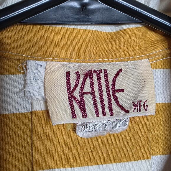 VTG 80s Katie MFG Mustard Stripe Dolman Pocket Dress ILGWU USA, sz Medium - Picture 7 of 9